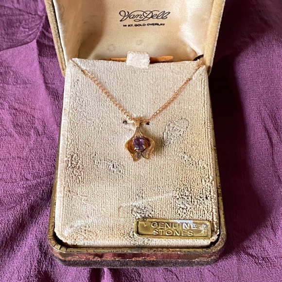 Van Dell I Amethyst 14KT Gold Overlay Necklace I February - Picture 15 of 16
